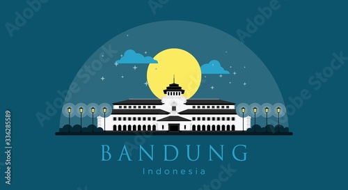Gedung Sate Flat Style Vector Illustration The Icon of Bandung, West Java, Indonesia