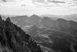 Black and White view from mountains near the Mont Blanc