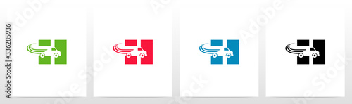 Transport Truck On Letter Logo Design H