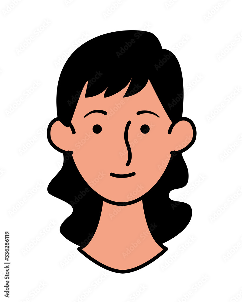 young woman head character icon