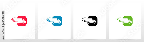 Transport Truck On Letter Logo Design O