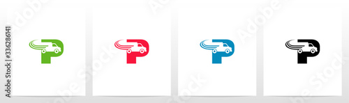 Transport Truck On Letter Logo Design P