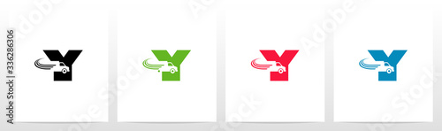 Transport Truck On Letter Logo Design Y