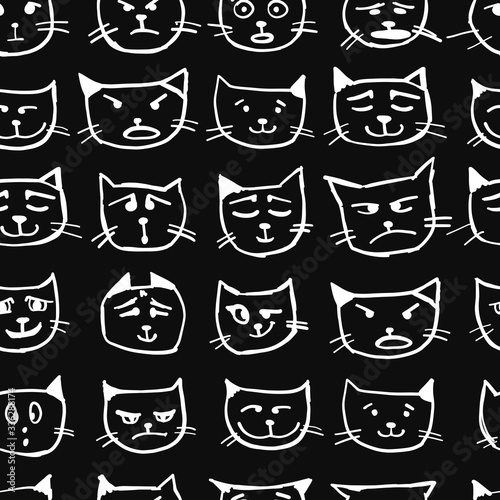 Cat faces, seamless pattern for your design