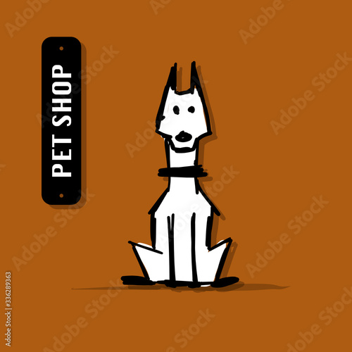 Funny dog, pet shop logo for your design