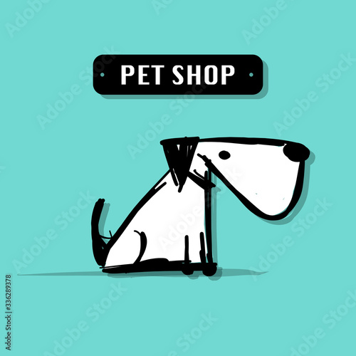 Funny dog, pet shop logo for your design