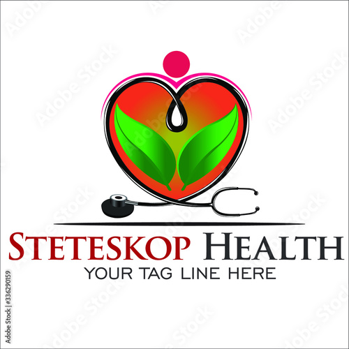  Heart stetoscop love leaf people Illustration vector graphic good for business healtcare and Hospital tool doctor medicane photo