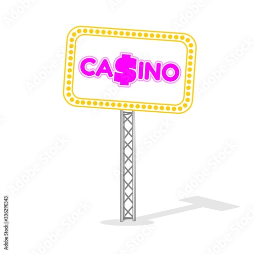 Casino street sign. Advertising billboard retro. Gambling concept