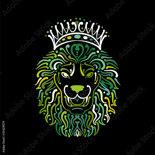 Fototapeta Naklejka Na Ścianę i Meble -  Lion face logo, sketch for your design