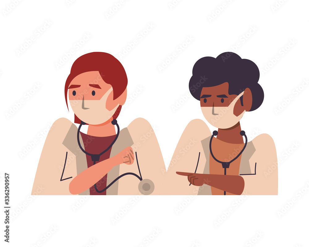 interracial female doctors using face masks characters interracial female doctors using face masks characters