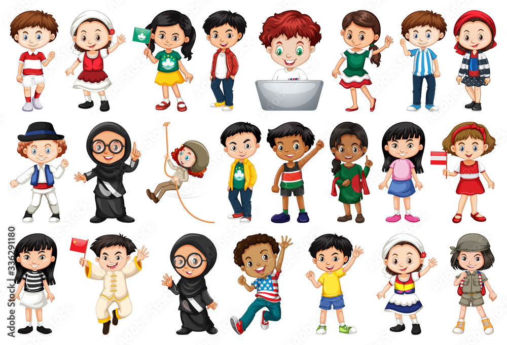 Large set of children doing different activities Large set of children doing different activities