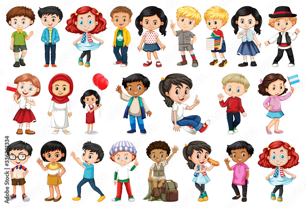 Large set of children doing different activities Large set of children doing different activities