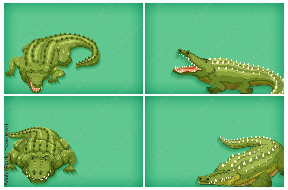 Naklejka premium Background template design with plain color and crocodiles