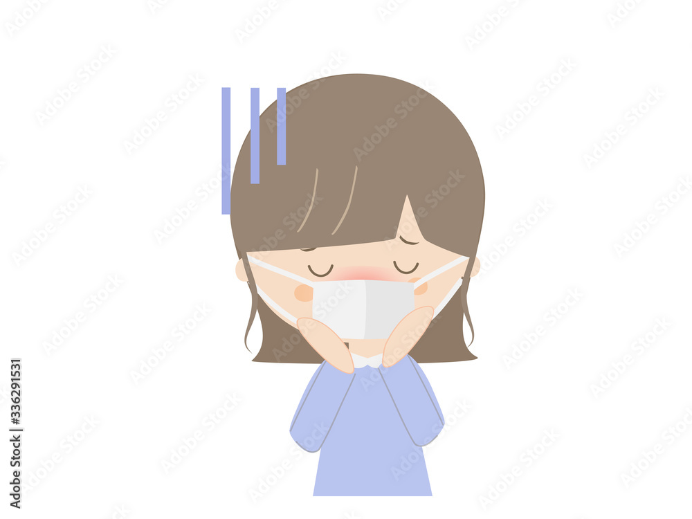 A girl who seems to be sick with fever A girl who seems to be sick with fever