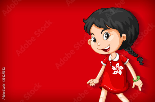 Background template with plain color wall and happy girl