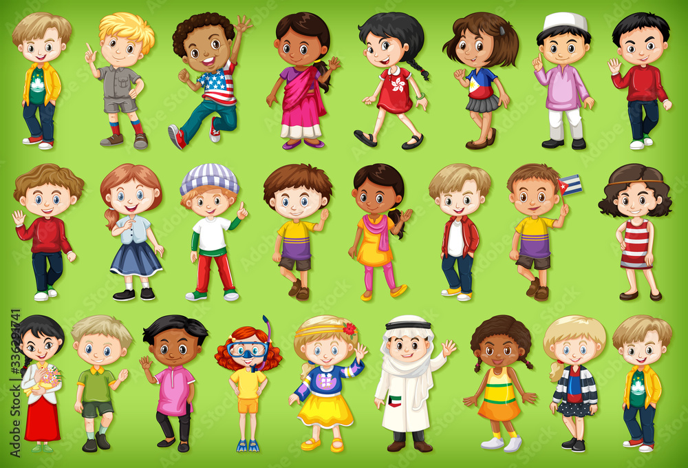 Large set of children doing different activities Large set of children doing different activities