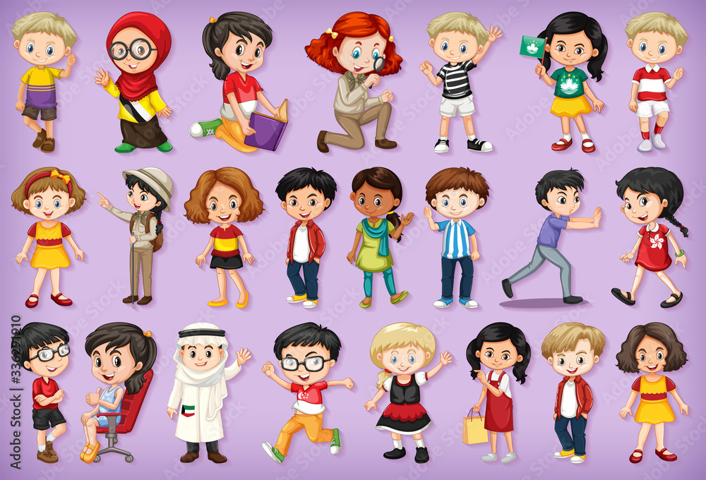 Large set of children doing different activities Large set of children doing different activities