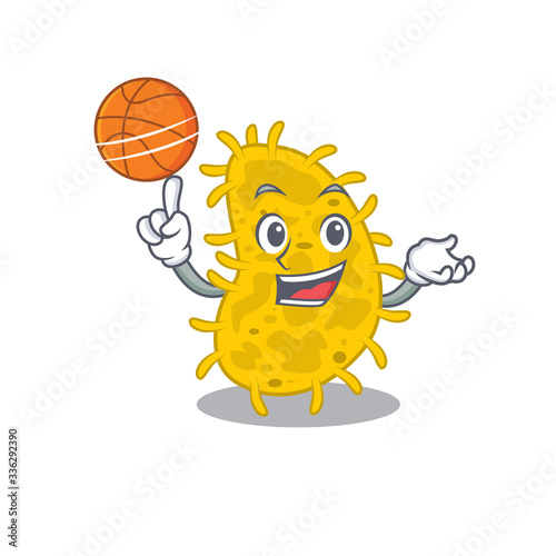 Gorgeous bacteria spirilla mascot design style with basketball