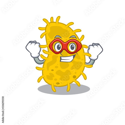 A cartoon character of bacteria spirilla performed as a Super hero