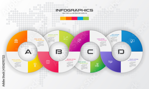 Circle infographic template with 8 options,Vector illustration.