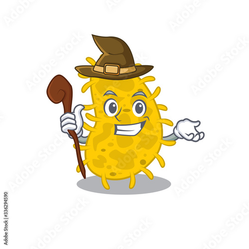 Bacteria spirilla sneaky and tricky witch cartoon character