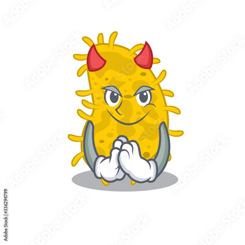 Bacteria spirilla dressed as devil cartoon character design style