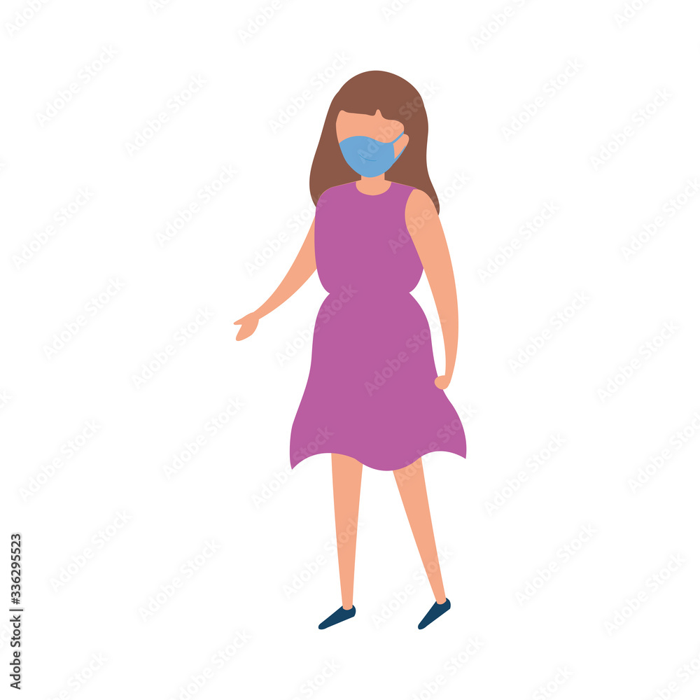 cute girl with face mask isolated icon vector illustration design cute girl with face mask isolated icon vector illustration design