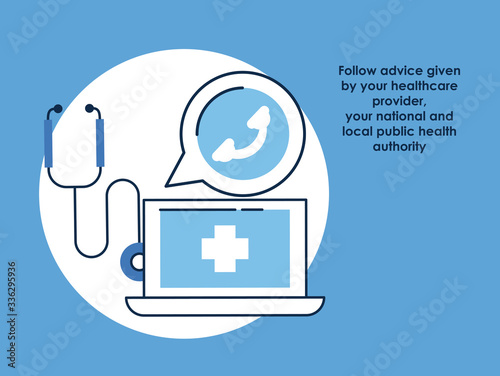 flyer with covid19 recommendation of follow advice health autority