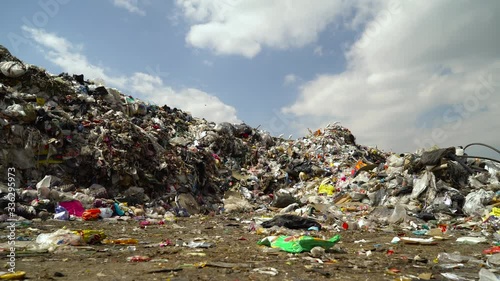 heaps of mixed garbage. city dump. 4K