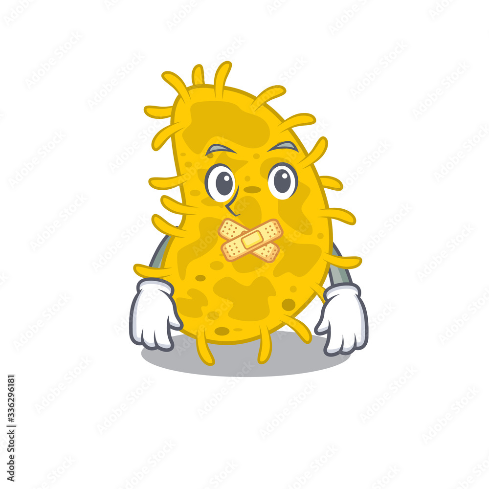 bacteria spirilla cartoon character style with mysterious silent gesture