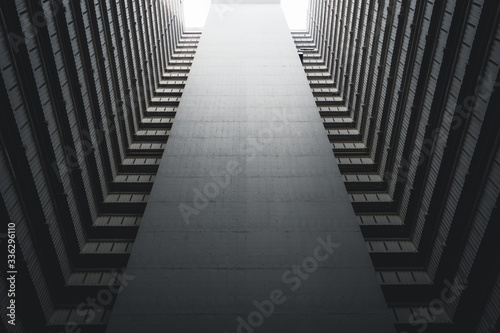 modern office building in Hong Kong with natural light and symmetry