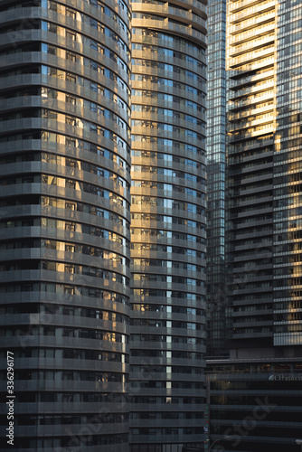 modern building during sunset with reflections in the glass