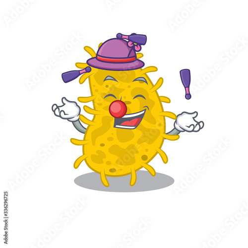 An attractive bacteria spirilla cartoon design style playing juggling