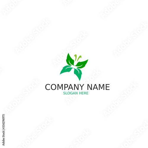 green leaf butterfly logo
