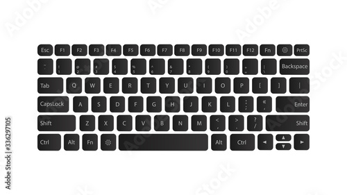 Black keyboard layout. The layout of the keyboard buttons. Isolated vector illustration.