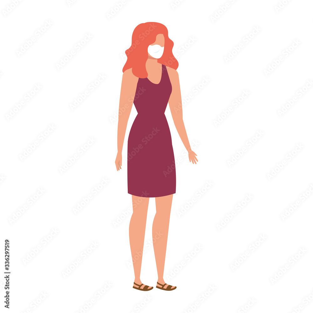 young woman with face mask isolated icon vector illustration design young woman with face mask isolated icon vector illustration design