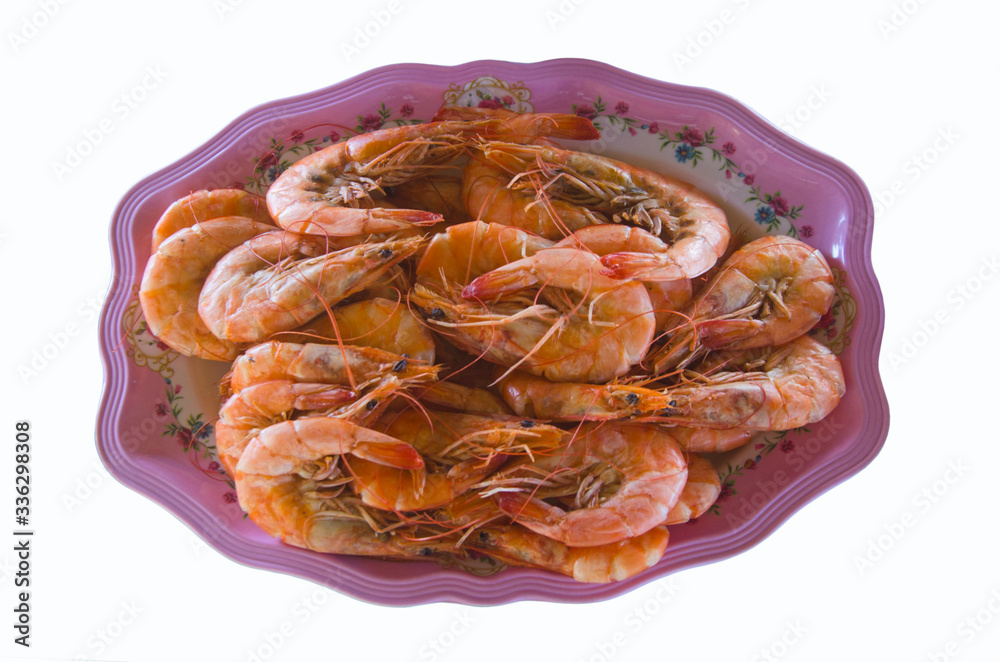 Fototapeta premium Top hit menu is boiled fresh prawn dish