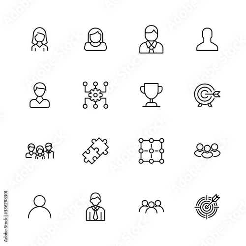 Simple set of leadership icons in trendy line style.