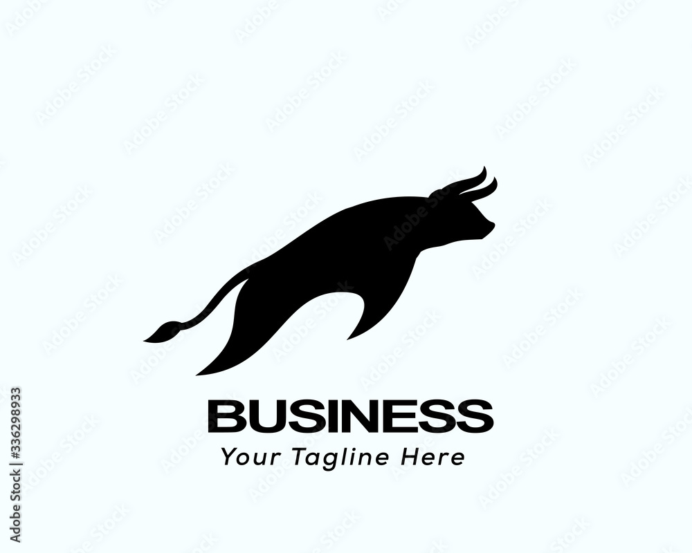 Simple bull art start jump attack logo design inspiration Simple bull art start jump attack logo design inspiration