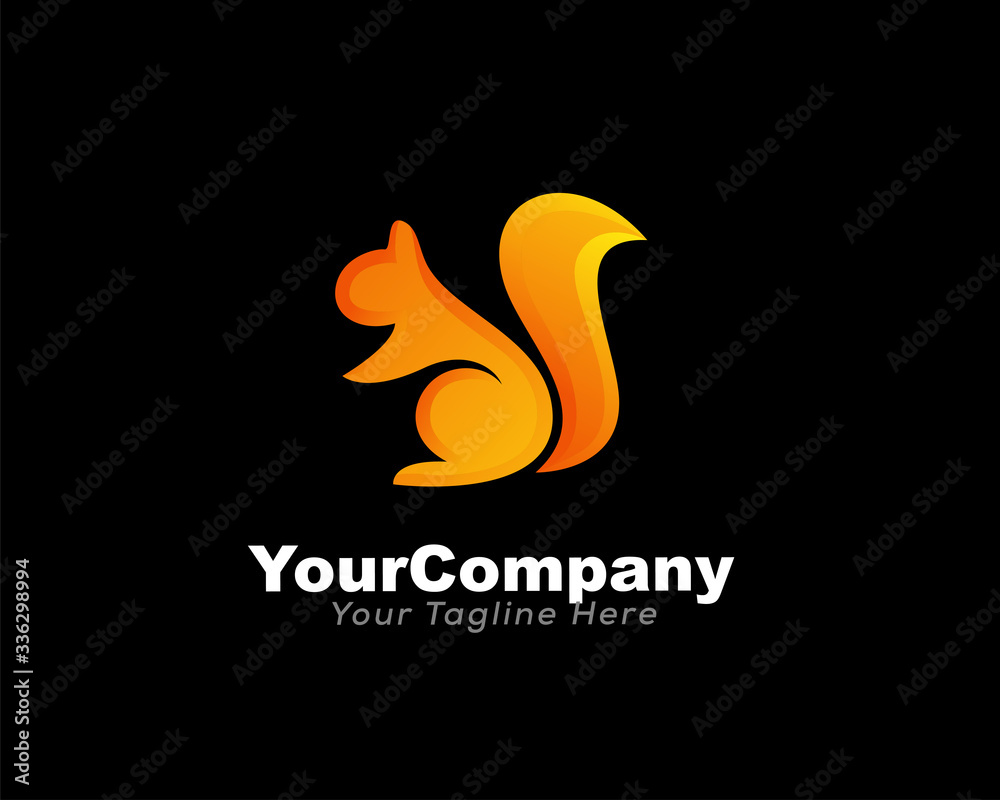 Obraz premium orange Simple stand squirrel art logo design inspiration