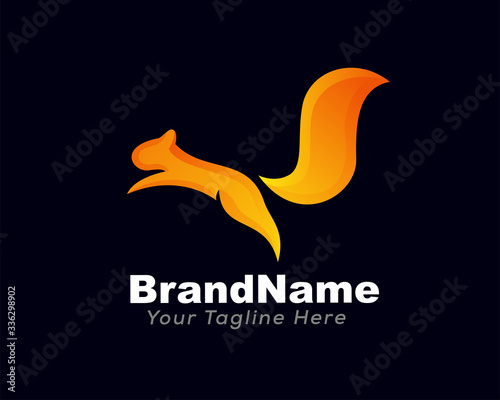 Squirrel orange start jump high logo design inspiration