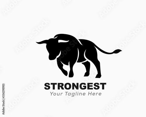 front view bullfighter ready to attack bull logo design inspiration