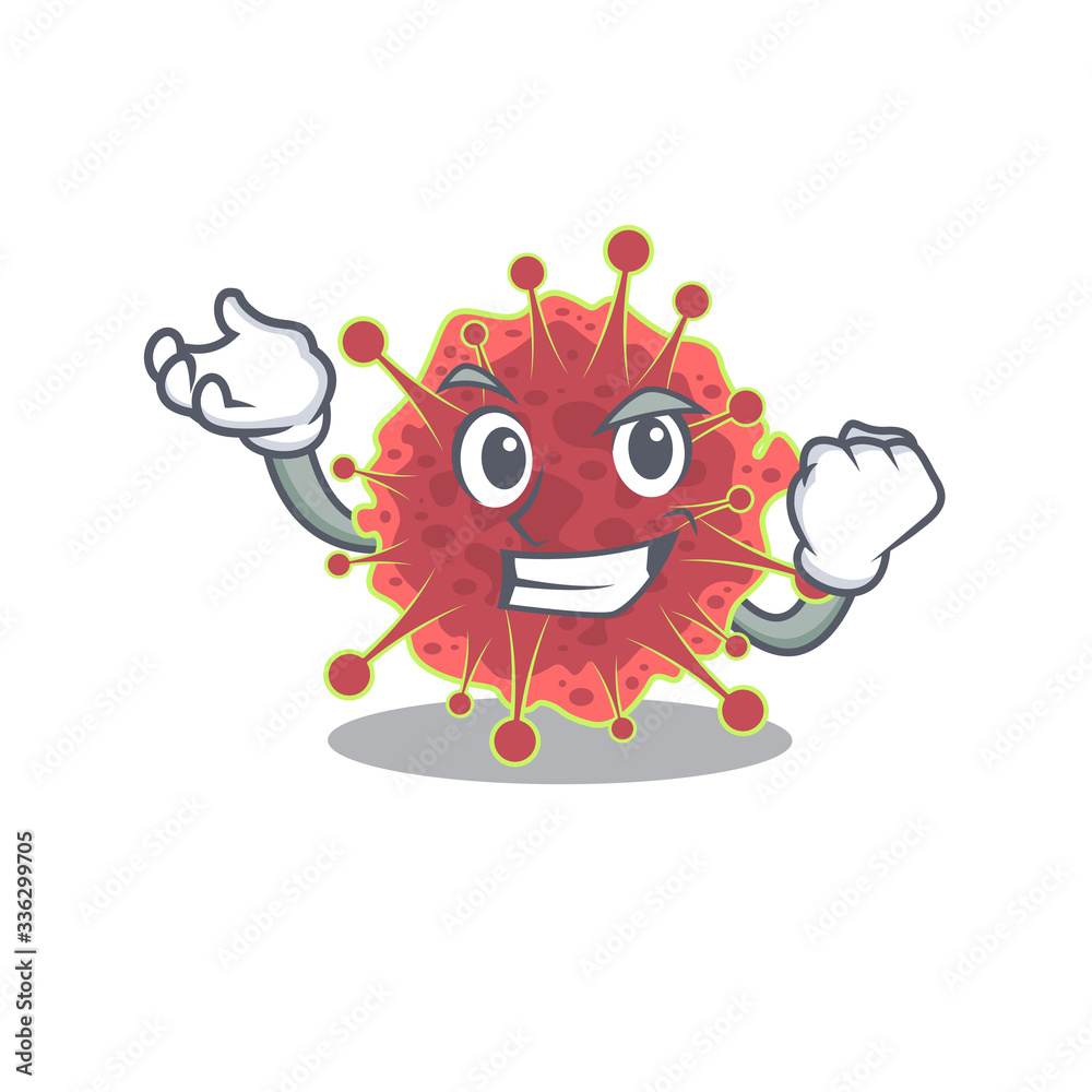 A dazzling coronaviridae mascot design concept with happy face A dazzling coronaviridae mascot design concept with happy face