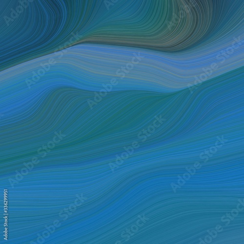 elegant landscape orientation graphic with waves. abstract waves design with teal blue, royal blue and dark slate gray color © Eigens