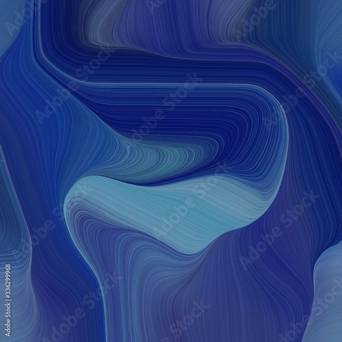 Fototapeta Naklejka Na Ścianę i Meble -  elegant dynamic square graphic. smooth swirl waves background design with midnight blue, steel blue and teal blue color