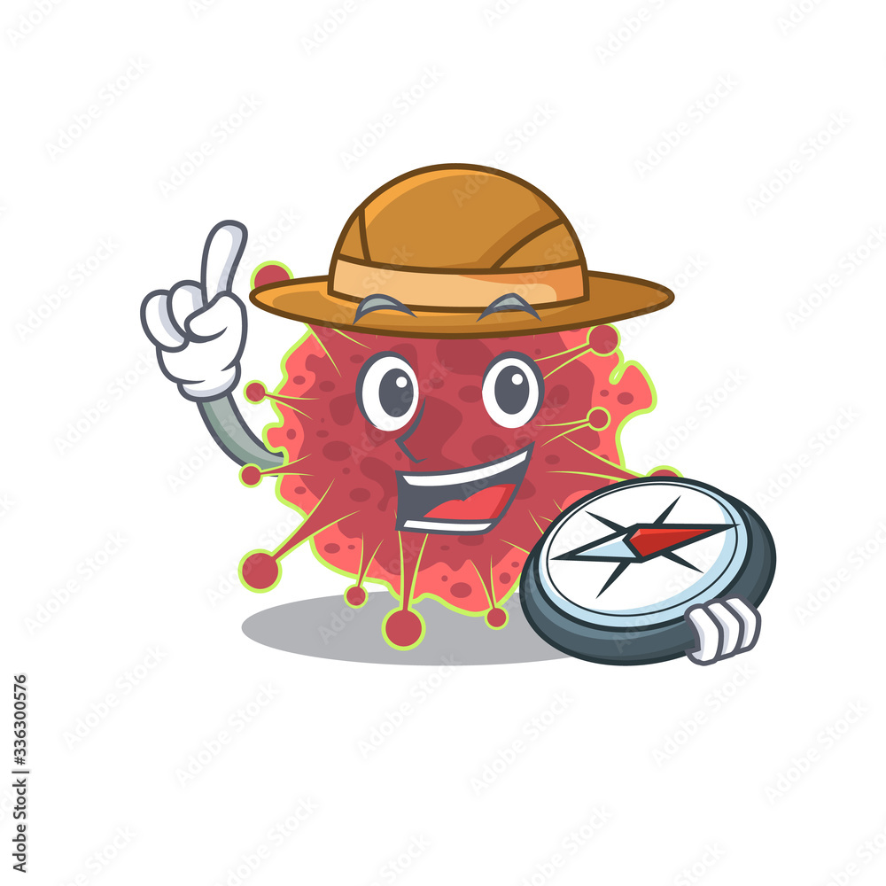 mascot design concept of coronaviridae explorer with a compass