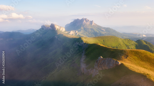 Golden autumn on the slopes of the mountains of the Caucasus and Adygea in the natural park Big Thach