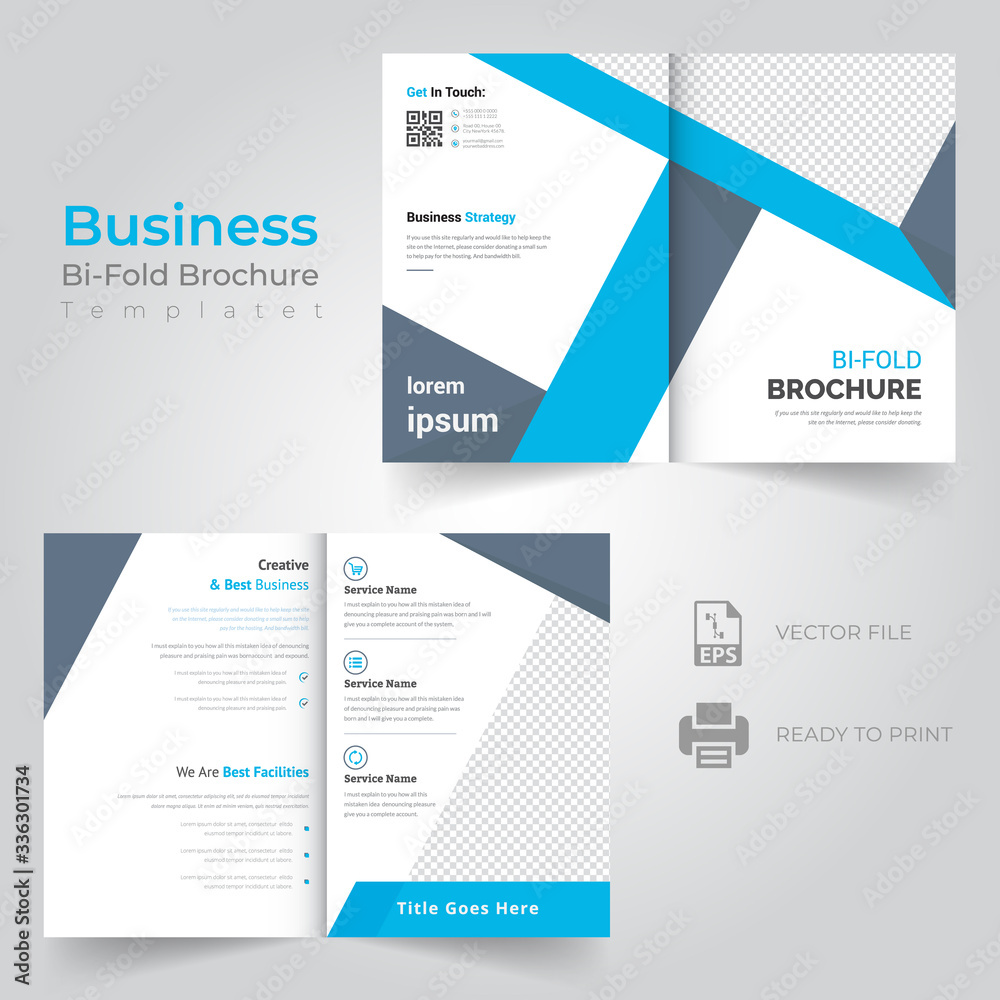 Corporate & Business Concept Bi-fold Brochure Template Design.