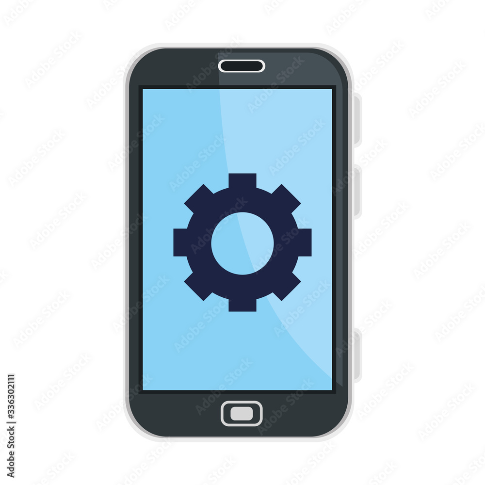 Gear inside smartphone design, construction work repair machine part technology industry and technical theme Vector illustration Gear inside smartphone design, construction work repair machine part technology industry and technical theme Vector illustration