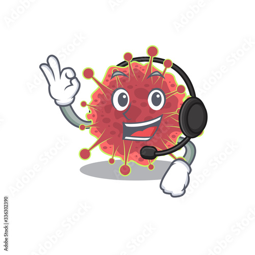 A gorgeous coronaviridae mascot character concept wearing headphone